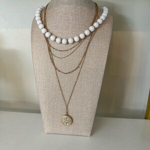 Park Lane Seashore Necklace - 2 in 1 Elegant White Beaded Necklace
